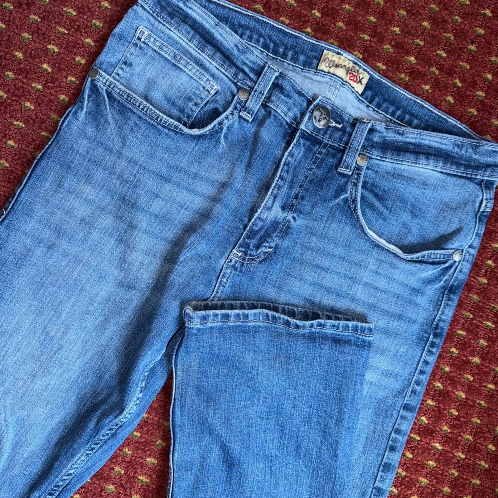 Wrangler 20X No. 42 Jeans Mens 32x34 Blue Excellent Slim Straight Medium Wash